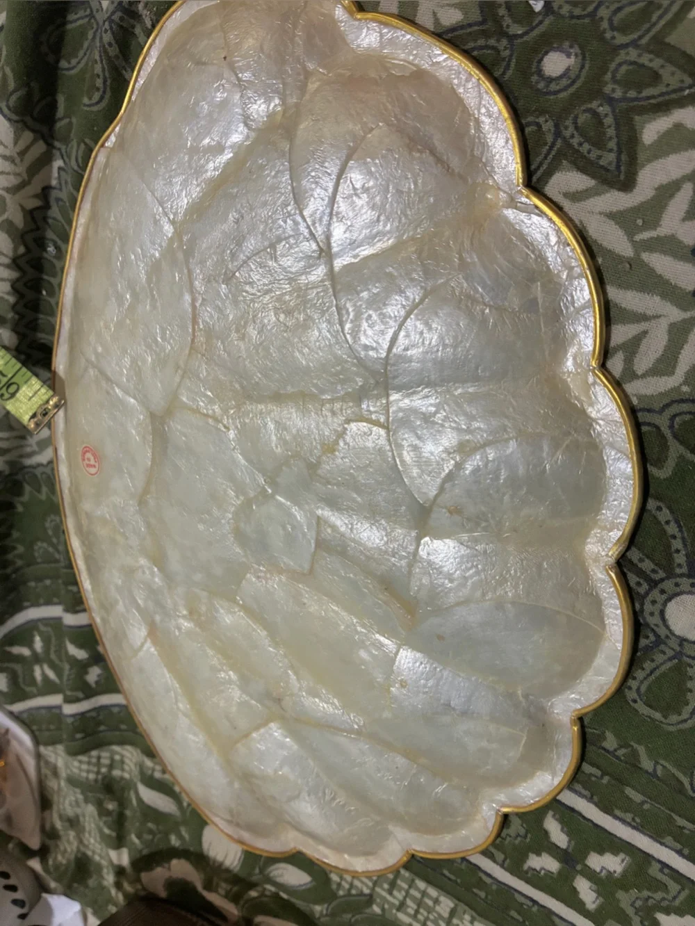 Vintage MCM Capiz Shell Tray made in Philippines 1960-70s. Some wear shown. GUC